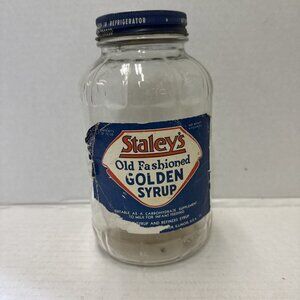 Staleys Old Fashioned Golden Syrup Glass Jar 4Lb Clear Collectible Decatur IL